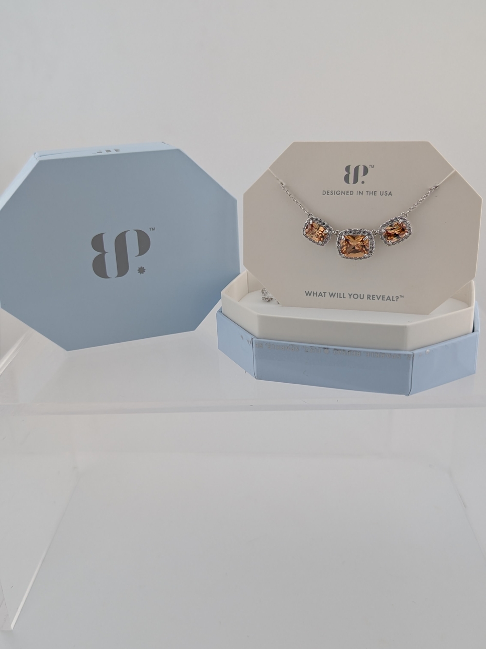 BP Designed Amber Crystal Triple Pendant Necklace